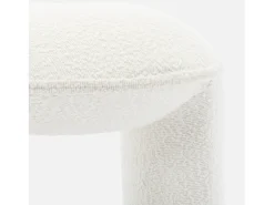 Taburete puff de rizo texturizado blanco