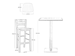 Taburete snack de 80 cm de altura en madera de nogal claro con mango y asiento de madera maciza