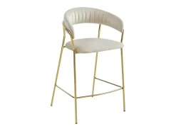 Taburete Valora BADIA de terciopelo beige con patas doradas para cocina (x2)