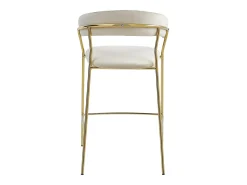 Taburete Valora BADIA de terciopelo beige con patas doradas para cocina (x2)