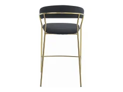 Taburete Valora BADIA de terciopelo negro con patas doradas para cocina (x2)