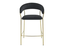 Taburete Valora BADIA de terciopelo negro con patas doradas para cocina (x2)