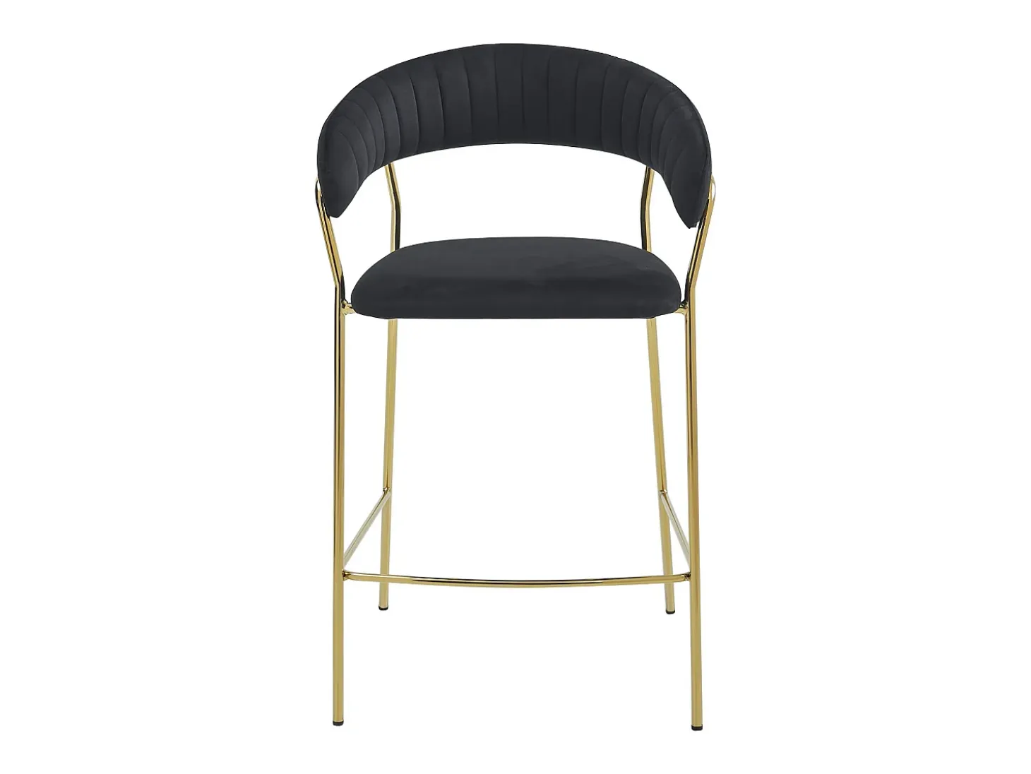 Taburete Valora BADIA de terciopelo negro con patas doradas para cocina (x2)