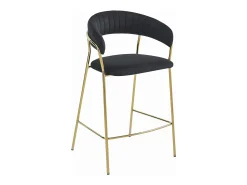 Taburete Valora BADIA de terciopelo negro con patas doradas para cocina (x2)