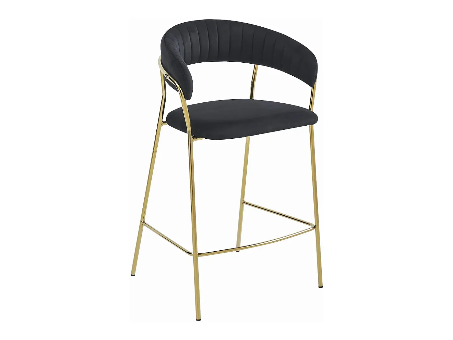 Taburete Valora BADIA de terciopelo negro con patas doradas para cocina (x2)