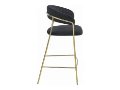 Taburete Valora BADIA de terciopelo negro con patas doradas para cocina (x2)