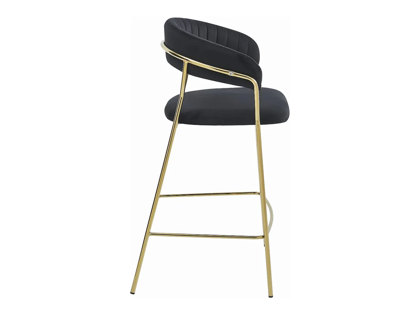 Taburete Valora BADIA de terciopelo negro con patas doradas para cocina (x2)