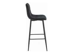 Taburete Valora KODA, taburete de bar de terciopelo negro con patas negras