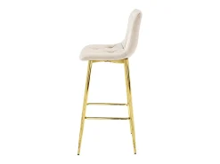 Taburete Valora KODA, taburete de bar, terciopelo beige, patas doradas (x2)
