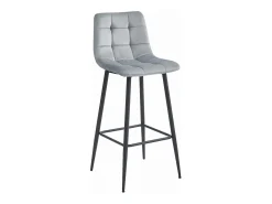 Taburete Valora TEOTO, color gris plata, terciopelo, patas negras, para cocina (x3)