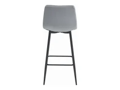 Taburete Valora TEOTO, color gris plata, terciopelo, patas negras, para cocina (x3)