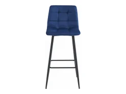 Taburete Valora TEOTO de terciopelo azul marino con patas negras para cocina