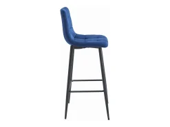 Taburete Valora TEOTO de terciopelo azul marino con patas negras para cocina (x4)