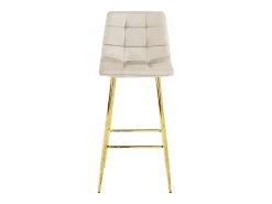 Taburete Valora TEOTO, terciopelo beige, patas doradas, diseño moderno
