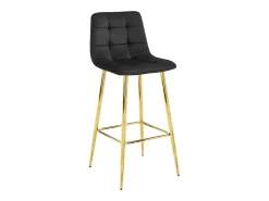 Taburete Valora TEOTO, terciopelo negro, patas doradas, diseño moderno (x4)