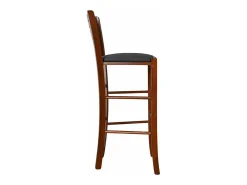 Taburete Verona en madera de nogal oscuro, altura 73 cm, con asiento acolchado color antracita.
