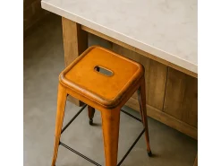 taburete vintage de metal de diseño industrial para bar y cocina estilo steel stale - Naranja