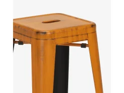 taburete vintage de metal de diseño industrial para bar y cocina estilo steel stale - Naranja