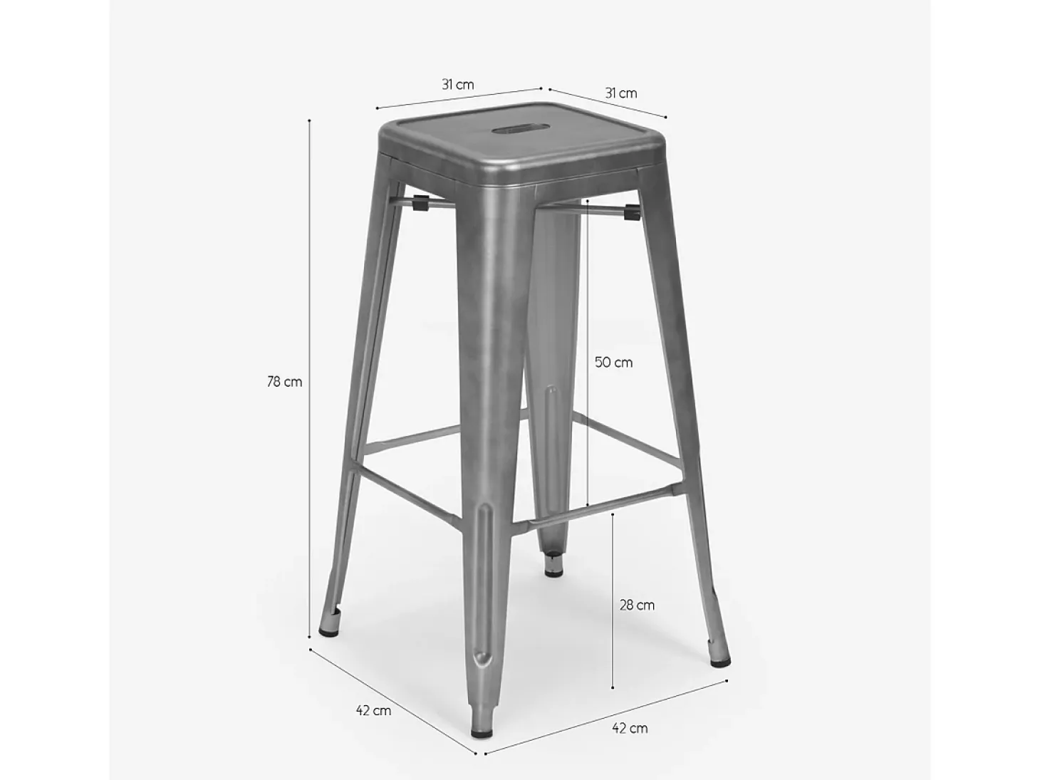 taburete vintage de metal de diseño industrial para bar y cocina estilo steel stale - Naranja