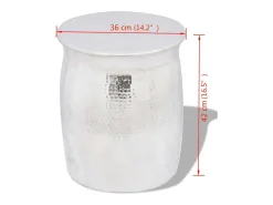 Taburete/mesita de centro de aluminio martillado plateado