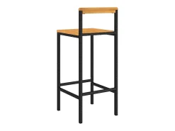 Taburetes altos 4 uds madera de acacia y ratán sintético negro