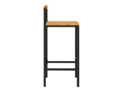 Taburetes altos 4 uds madera de acacia y ratán sintético negro