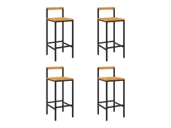 Taburetes altos 4 uds madera de acacia y ratán sintético negro