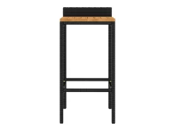 Taburetes altos 2 uds madera de acacia y ratán sintético negro