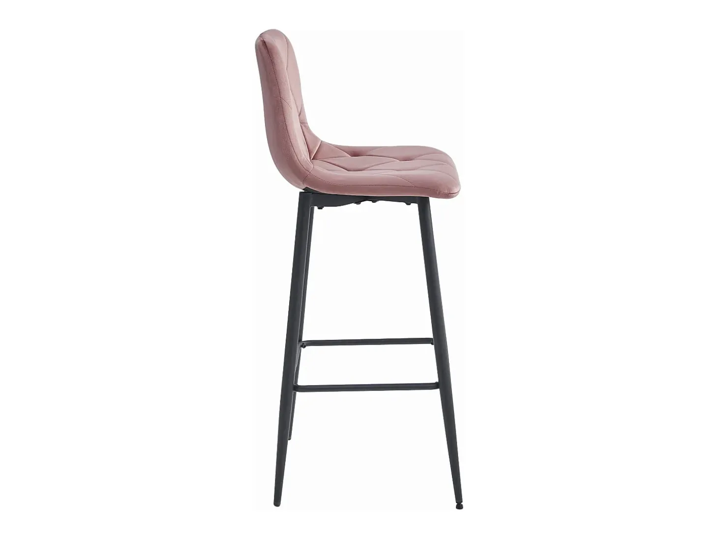 Taburetes bar Valora KODA terciopelo rosa oscuro patas acero x3