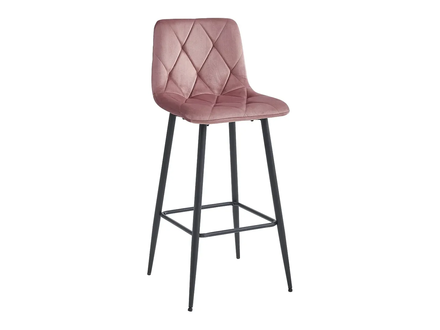 Taburetes bar Valora KODA terciopelo rosa oscuro patas acero x3