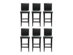 Taburetes de bar 6 unidades de cuero artificial negro