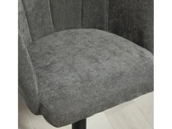Taburetes de bar ajustables y giratorios, estructura de metal, tapizado de lino, gris oscuro, juego de 2 (59x53x89-110cm)