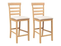 Taburetes de bar con cojines 2 piezas de madera maciza de caucho natural
