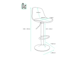 Taburetes de bar de cocina diseño SIG+ - lote de 2 sillas de bar regulables (Tejido Gris)