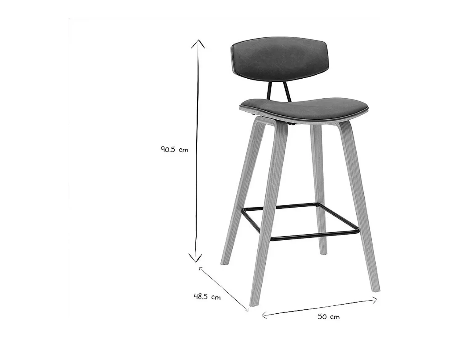 Taburetes de bar design marrón y madera clara de 69 cm de altura (juego de 2) VASCO