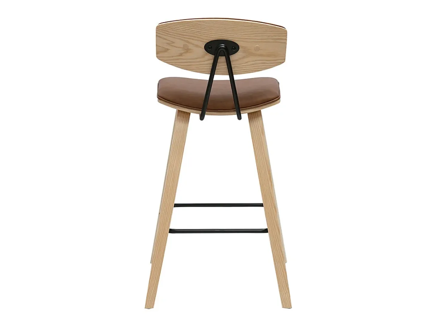 Taburetes de bar design marrón y madera clara de 69 cm de altura (juego de 2) VASCO
