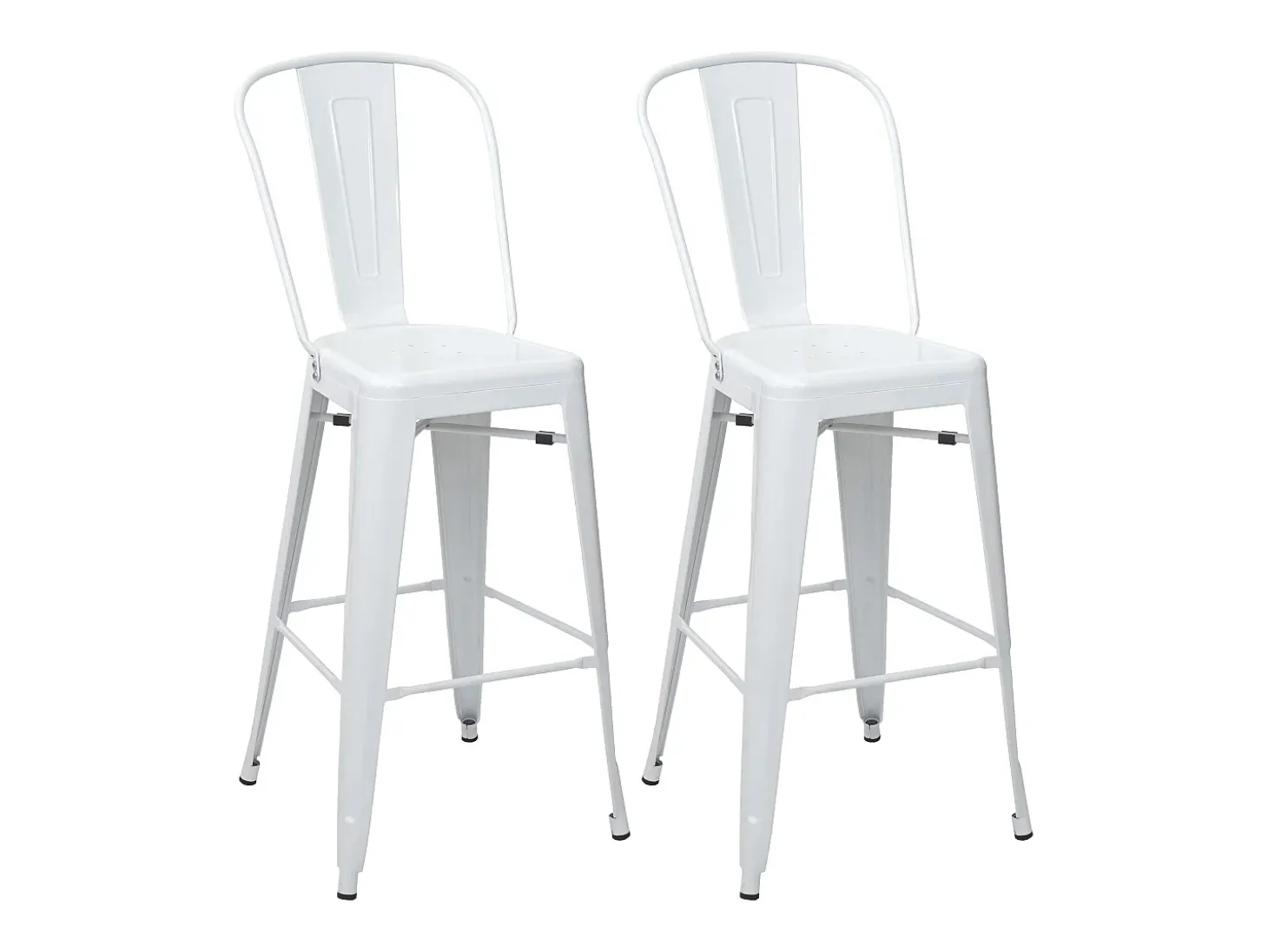 Taburetes de bar MCW-A73 metal (juego de 2), blanco
