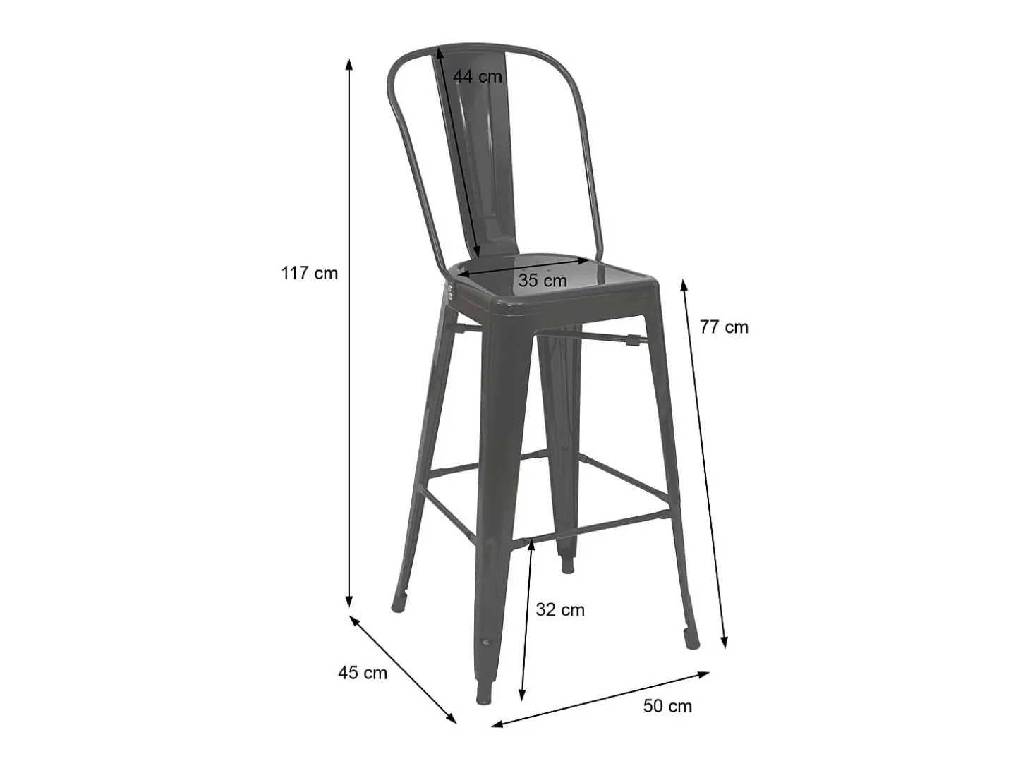 Taburetes de bar MCW-A73 metal (juego de 2), blanco