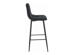 Taburetes de bar Valora TEOTO de terciopelo negro con patas de acero negro x4