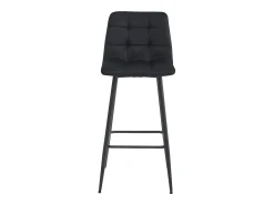 Taburetes de bar Valora TEOTO de terciopelo negro con patas de acero negro x4