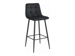 Taburetes de bar Valora TEOTO de terciopelo negro con patas de acero negro x3