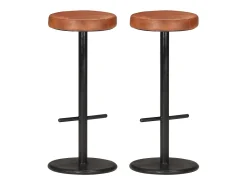 Taburetes de barra de cocina 2 uds cuero auténtico marrón