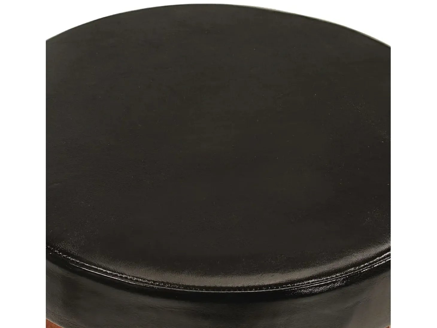 Taburetes de cocina 2 uds cuero auténtico madera maciza acacia