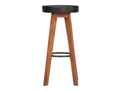 Taburetes de cocina 2 uds cuero auténtico madera maciza acacia