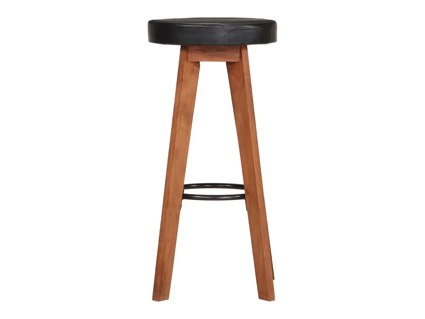 Taburetes de cocina 2 uds cuero auténtico madera maciza acacia