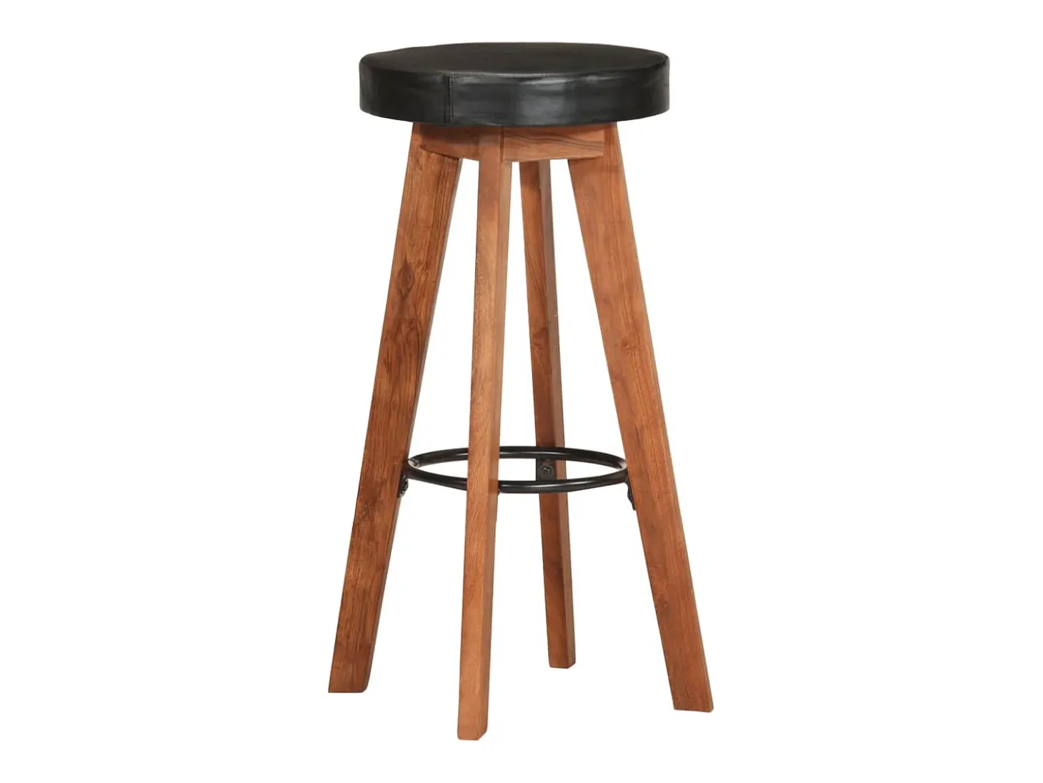Taburetes de cocina 2 uds cuero auténtico madera maciza acacia