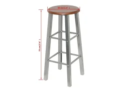 Taburetes de cocina 2 unidades de acero con asiento MDF
