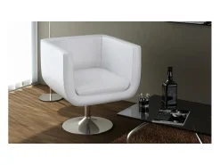 Taburetes de cocina 2 unidades cuero artificial blanco