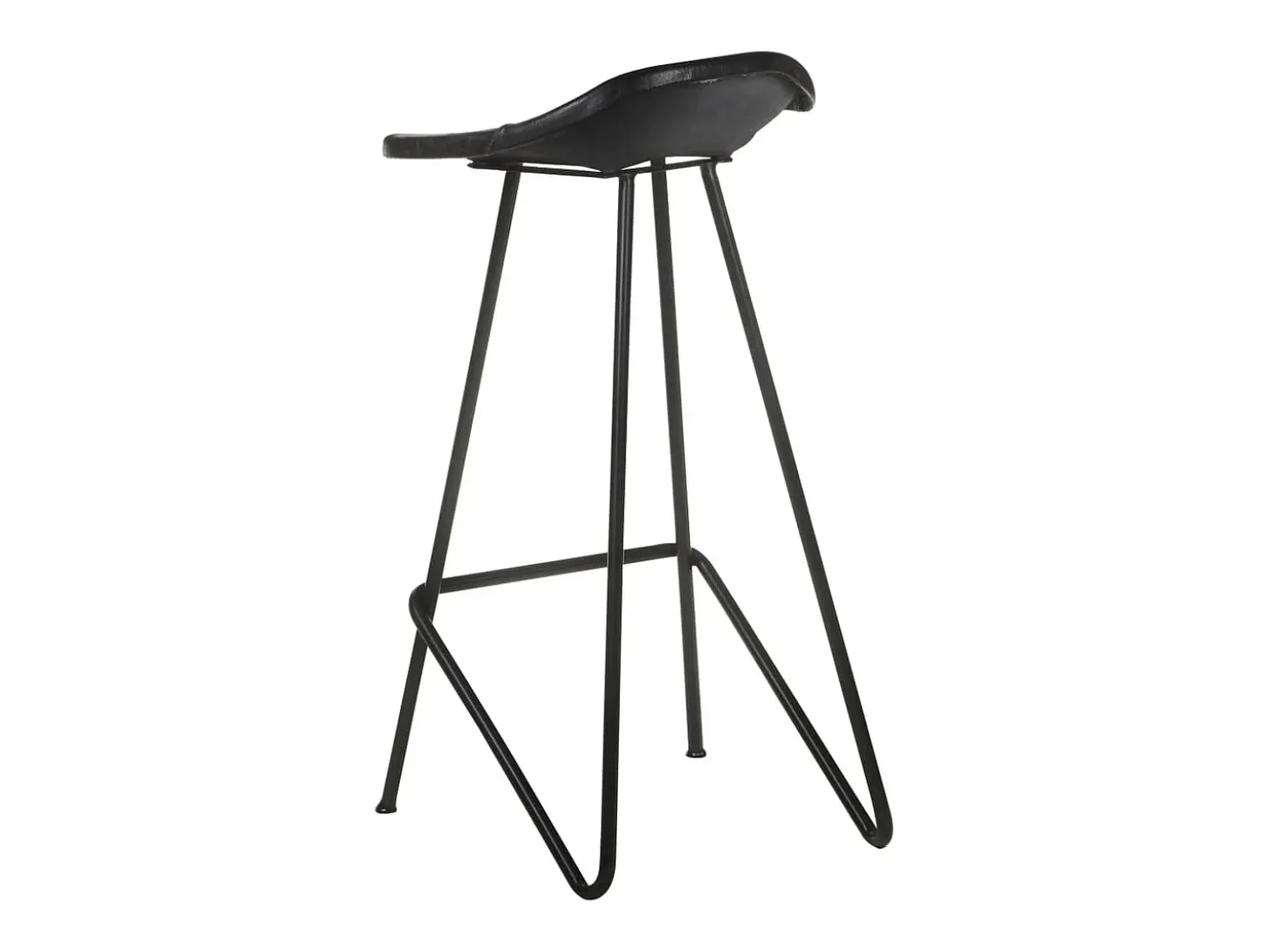 Taburetes de cocina 4 unidades cuero auténtico negro
