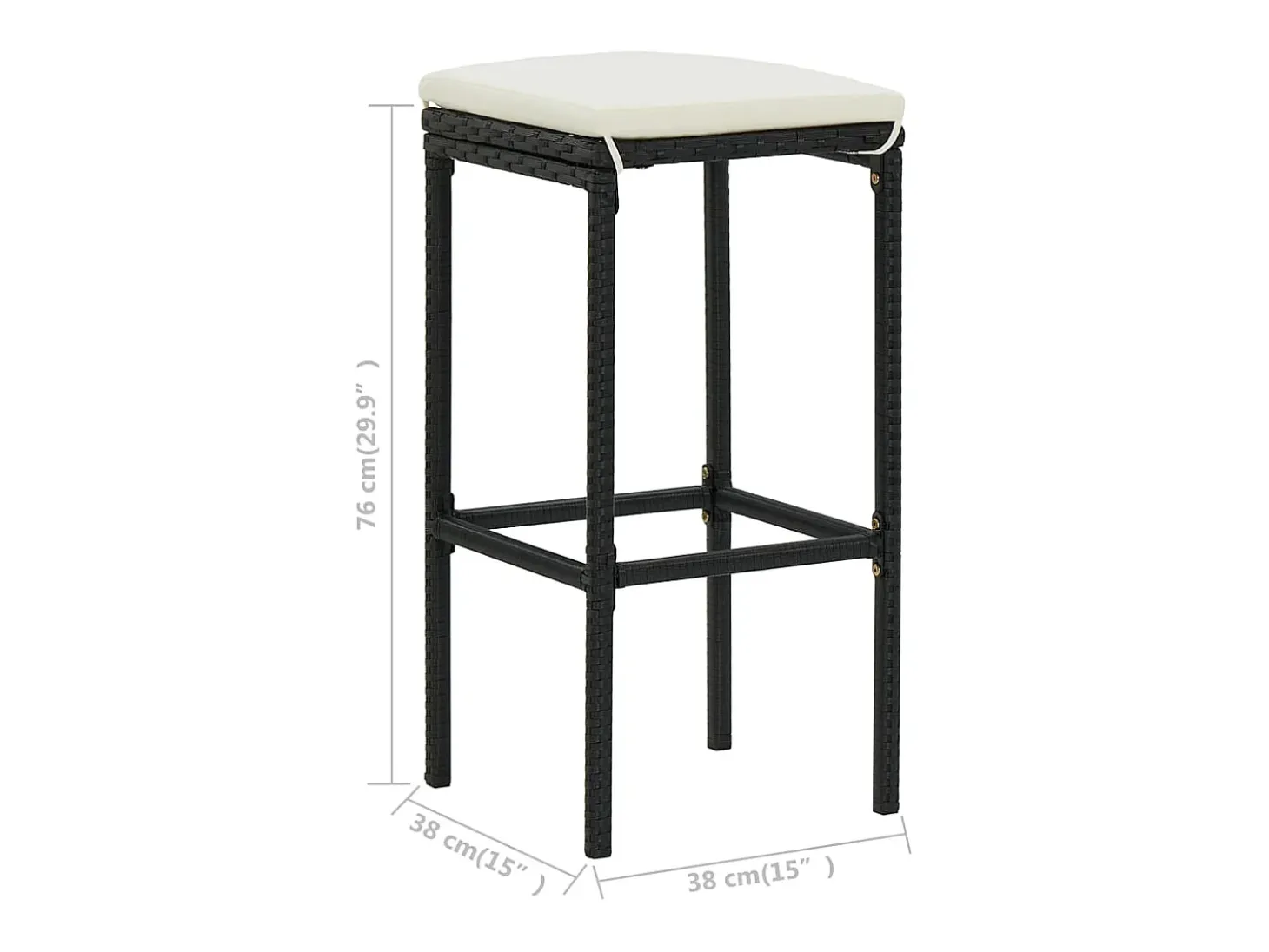 Taburetes de cocina con cojines 6 uds ratán sintético negro